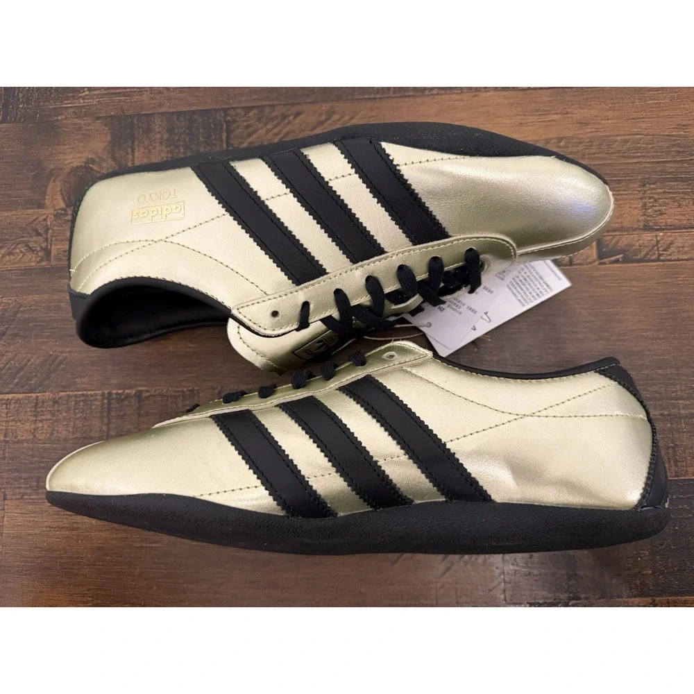 adidas Tokyo W Gold Black Lace Low Top Athletic Sneakers Synthetic Outsole 9.5